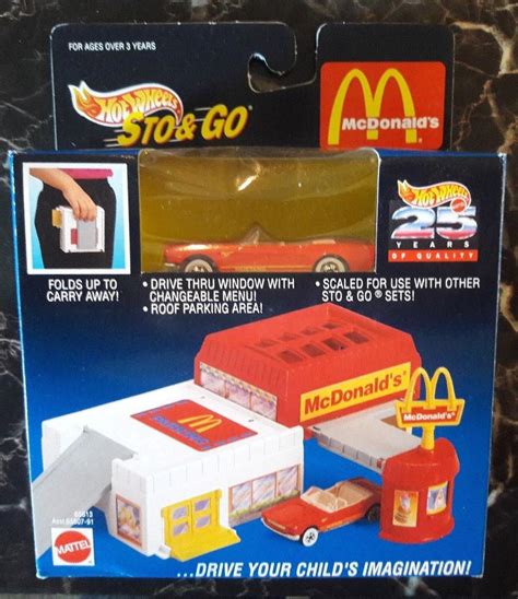 Vintage Mattel Hot Wheels Mcdonalds Drive Thru Sto Go Mustang Car Track Play Set