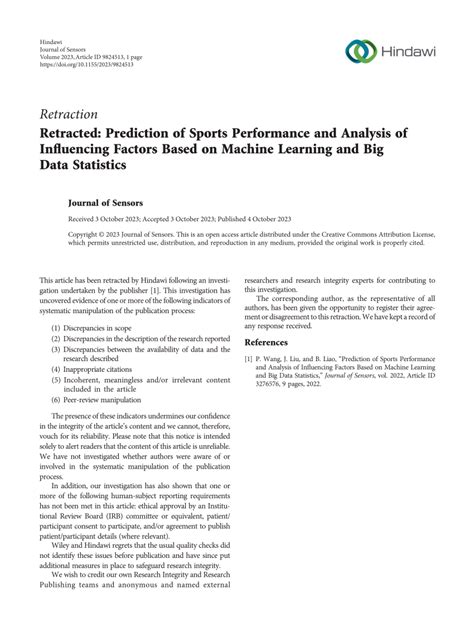 Pdf Retracted Prediction Of Sports Performance And Analysis Of