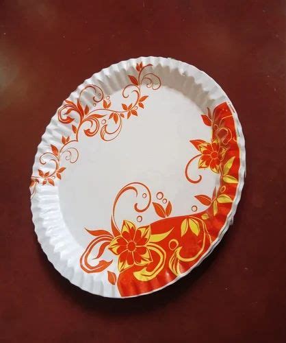 Inch Itc Gsm Printed White Paper Plate At Rs Piece In