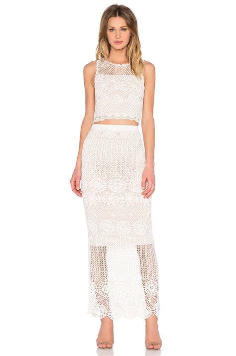 Alice Olivia Crochet Crop Top Skirt Set In Cream Nude REVOLVE