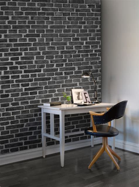 Brick Wall, Black - Rebel Walls