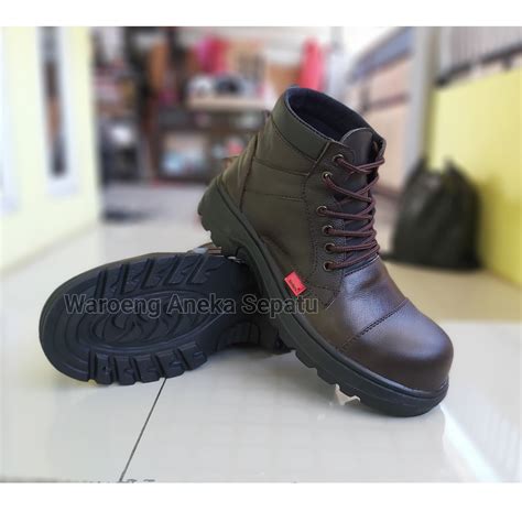 Sepatu Boots Safety Pria Kickers Fox Kulit A Li Hitam Cokelat