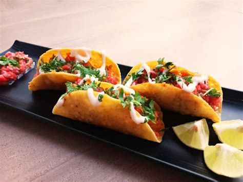 Hard Shell Vegetarian Mexican Tacos With Potato Filling Indian