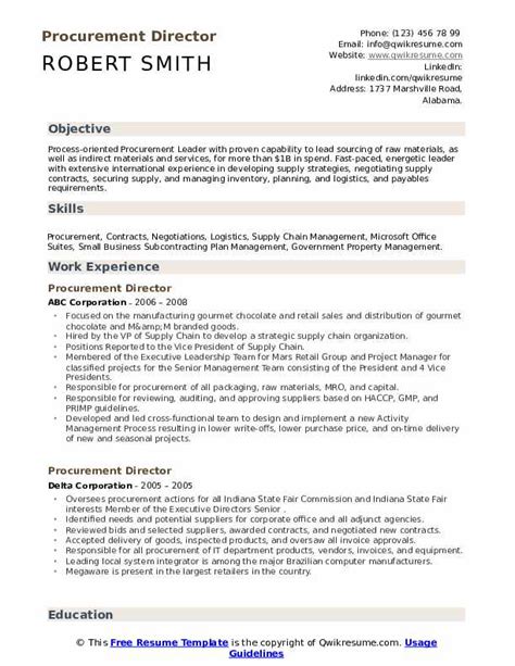 Procurement Director Resume Samples Qwikresume