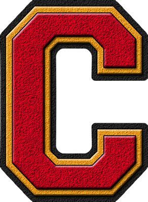 Varsity Letter C In Cardinal Red Gold