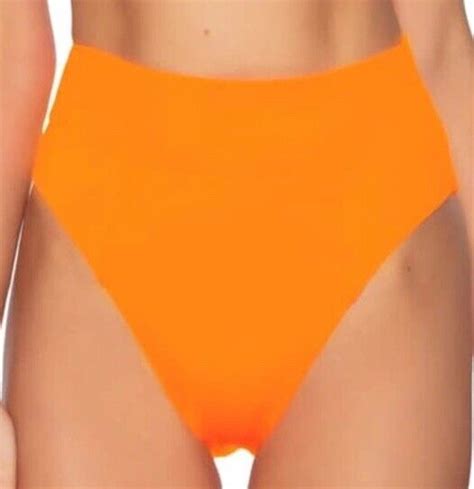 BECCA COLOR CODE HIGH WAIST BIKINI BOTTOMS IN ATOMIC TANGERINE SIZE XS