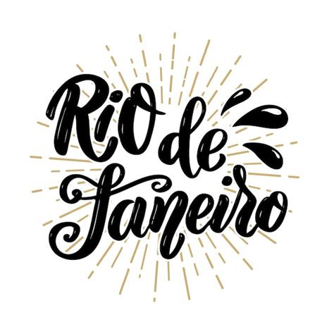 Premium Vector Rio De Janeiro Hand Drawn Lettering Phrase Illustration