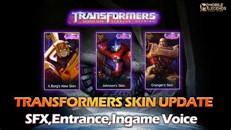 Update Skin Transformers X Mlbb Dan Hero Baru Mobile Legend Skin