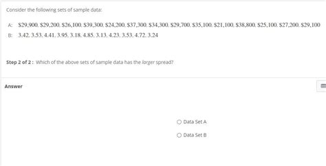 Solved Consider The Following Sets Of Sample Data A