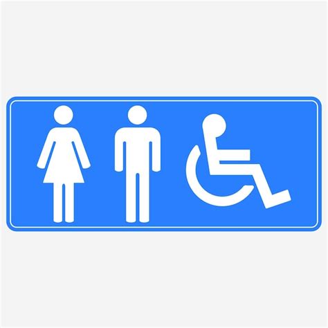 Panneau De Toilettes Homme Femme Handicap Vecteur Premium