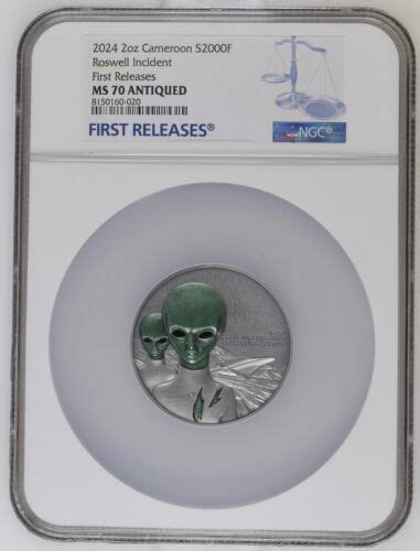 ROSWELL UFO INCIDENT Interstellar 2 Oz Silver Coin 2024 NGC MS70