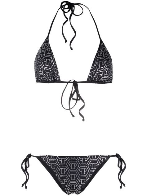 Philipp Plein Crystal Embellished Monogram Bikini Shopstyle Two Piece