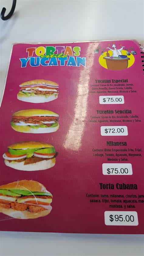 Carta Del Restaurante Península 2089 Tortas Yucatan Brasil Mexicali Av Brasil 900 Esquina