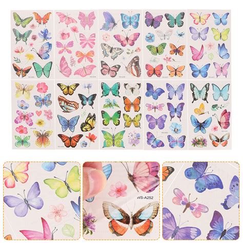 10 Sheets Abnehmbarer Aufkleber Schmetterling Tattoo Aufkleber EBay