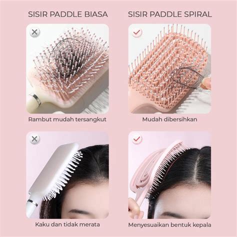 sisir paddle spiral pengembang rambut solusi styling rambut terbaik