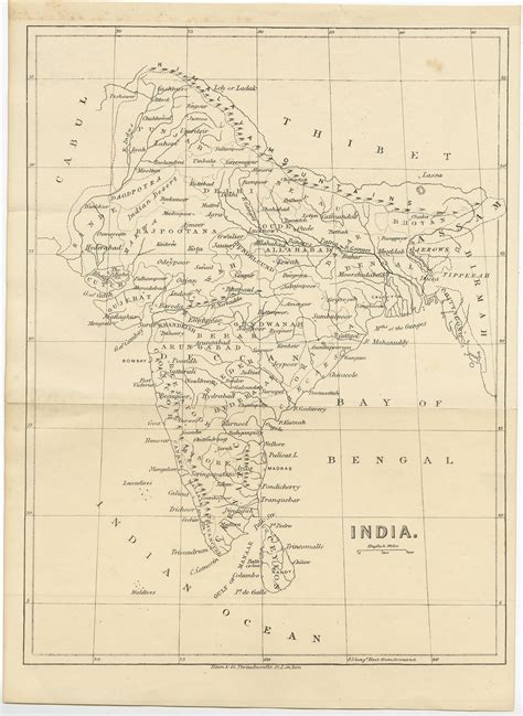 Antique Map Of India C1850