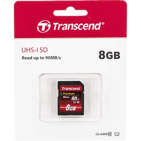 Transcend 8GB Premium UHS I SDHC Memory Card TS8GSDU1 B H Photo