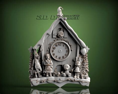 Christmas Clock 3d Stl Model For Cnc Router Artcam Vetric Etsy