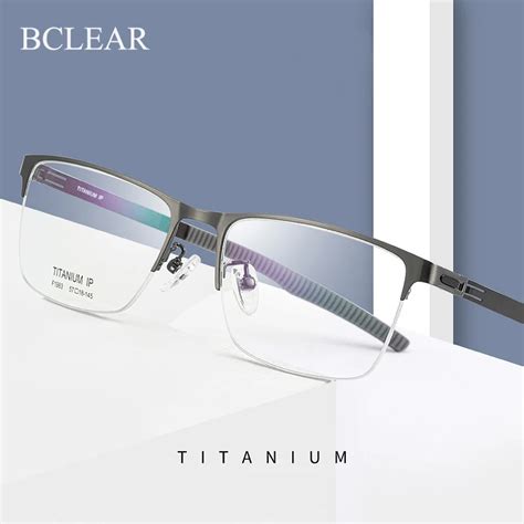 Bclear Gafas De Medio Borde De Titanio Para Hombre Montura Ptica Con