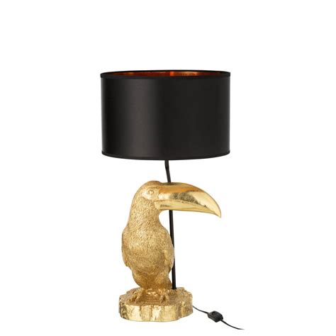 Klassische Schwarze Tischlampe Goldener Vogel Jolipa Toucan Poly