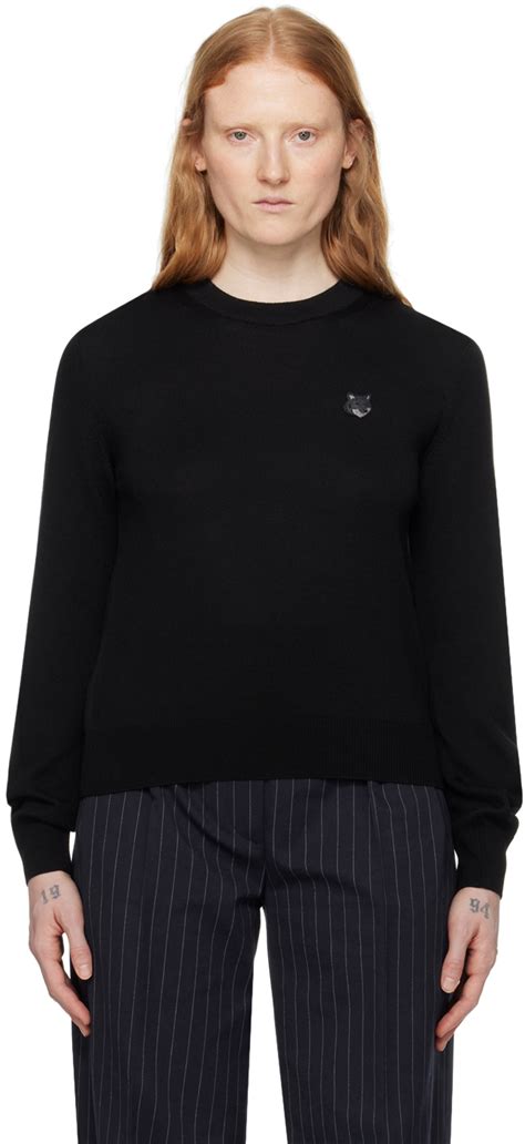 Black Bold Fox Head Sweater By Maison Kitsun On Sale