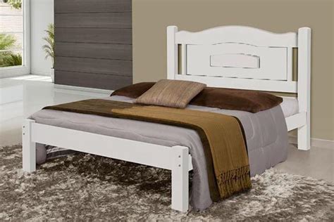 Cama de Casal Paris de Madeira Maciça Tauari Cor Branco SANTA ROSA