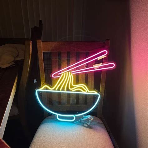 Ramen Bowl With Chopstick Led Neon Sign Japanese Noodles Etsy In