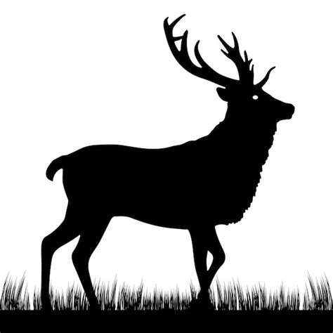 Premium Vector | A black silhouette of a deer with horns and horns.