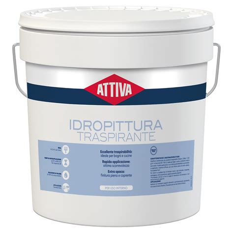 IDROPITTURA TRASPIRANTE ATTIVA 14 l BIANCA 4 5 m² CON 1 l A 2 MANI