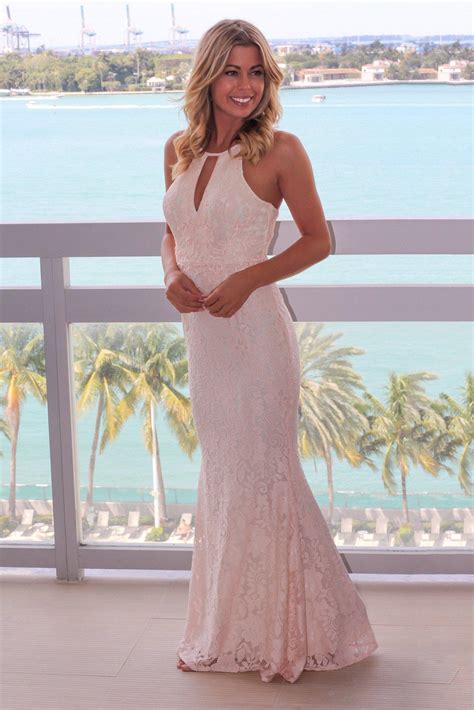 Pink Lace Halter Neck Maxi Dress Bridesmaid Dresses Saved By The Dress