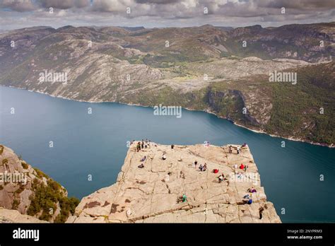 Preikestolen Pulpit Rock Meters Over Lysefjord Lyse Fjord In