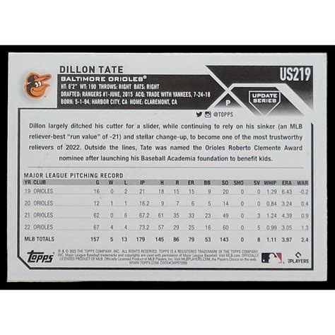 Topps Other Topps Update Us Dillon Tate Rc Baltimore Orioles