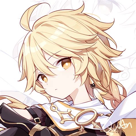 Safebooru 1boy Aether Genshin Impact Ahoge Blonde Hair Braid Cape Closed Mouth Gauntlets