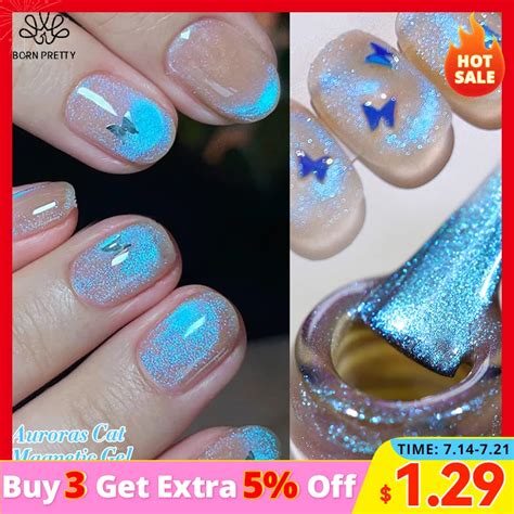 BORN PRETTY Esmalte De U As En Gel Magn Tico Auroras Blue Cat Purpurina