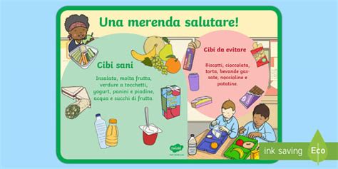 Poster Della Merenda Con Cibo Salutare E Non Twinkl