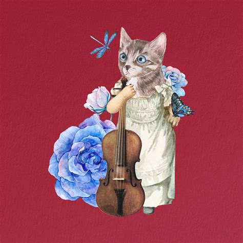 Anthropomorphic Cat Violinist Collage Premium Photo Rawpixel