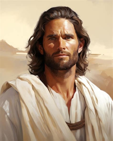 Premium Ai Image A Painting Of Jesus With Long Hair And Beard