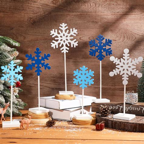 Amazon Pieces Christmas Wood Snowflake Table Decor Snowflakes