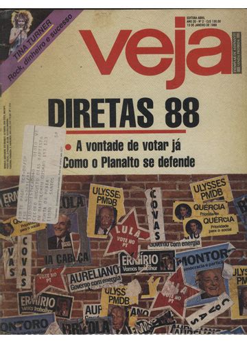 Sebo do Messias Revista Veja Ano 1988 Nº 02 Diretas 88 Tina