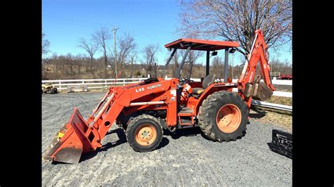 Lot 44 Kubota L48 Tractor TL1150 Loader BT1100 Backhoe Attachment