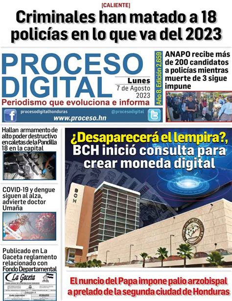 Portada Digital Lunes 7 De Agosto 2023 Proceso Digital