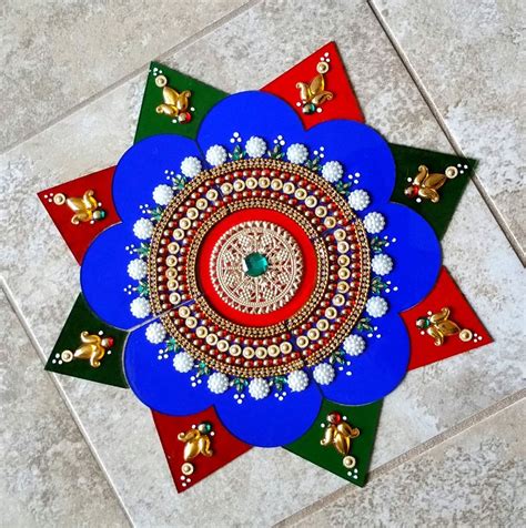 Rangoli Acrylic Rangoli Kundan Rangoli Wedding Centerpiece Garba