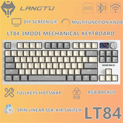 LANGTU LT84 3Mode Mechanical Keyboard Wireless DIY Screen RGB Hot Swappable Keyboard With Knob