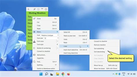Windows Sort Lines Inside A Sticky Note In Notezilla Youtube