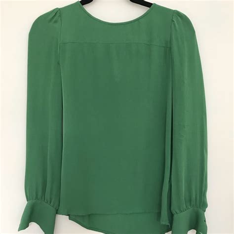 J Crew Tops Jcrew Green Silk Blouse Poshmark