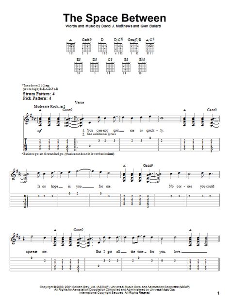 The Space Between by Dave Matthews Band - Easy Guitar Tab - Guitar ...