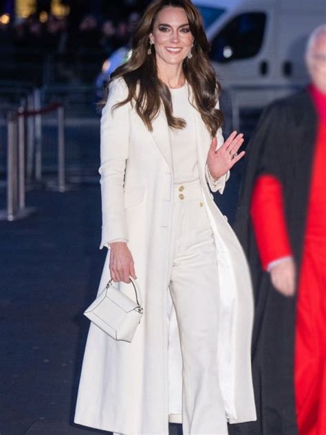 Kate Middleton Christmas Carol Service White Coat - Jacket Hub