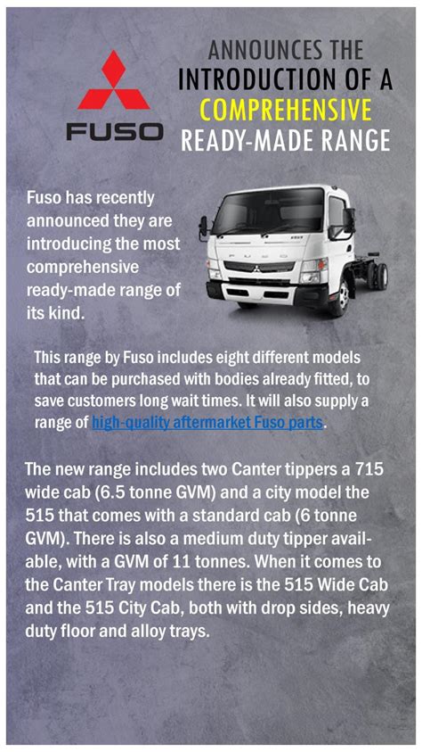 Fuso Announces The Introduction Of A Complete Ready Made Range By