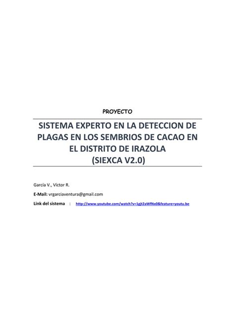 Sistema Experto En La Deteccion De Plagas De Cacao SiExCa V2 0 PDF