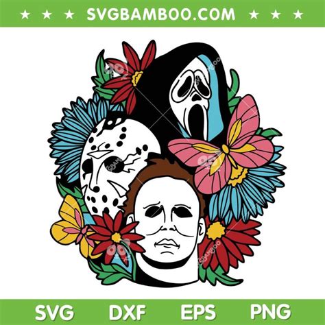 Horror Movie Characters Floral Svg Png